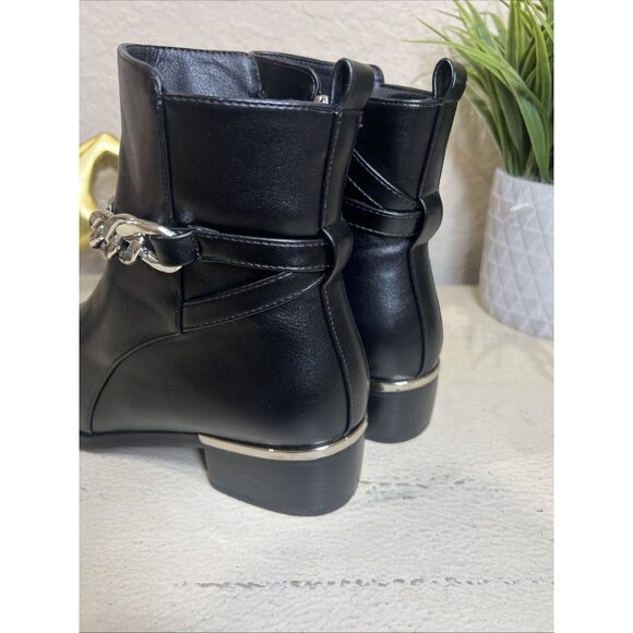 Torgeis Iona Boot Sz 7 Black Pointy Silver Chain Ankle Boots Women’s - Picture 3 of 12